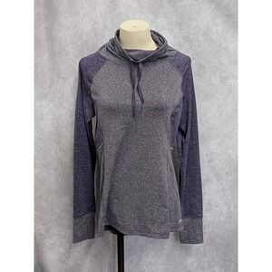 Avia Womens Purple Heathered Space Dye Cowl Neck Hoodie Pullover Small RN117927
